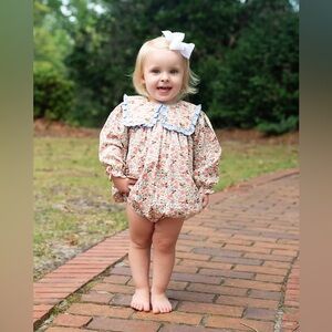Cecil and Lou Floral Bubble with Ruffled Collar, Size 3T